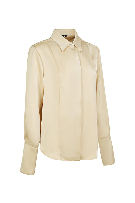 Iconic Button Blouse with Collar and Cuffs - Gold