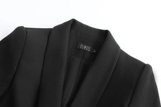 Sharp Single Button Blazer - Black