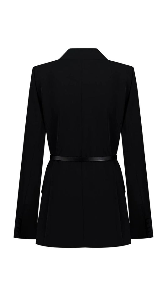 Sharp Belted Blazer - Black