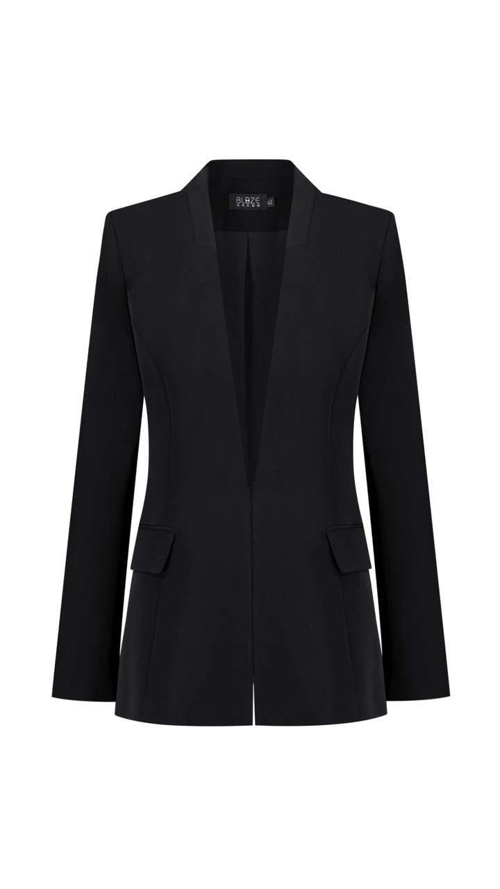 Sharp Belted Blazer - Black
