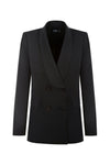 Sharp Straight Double Breasted Blazer - Black