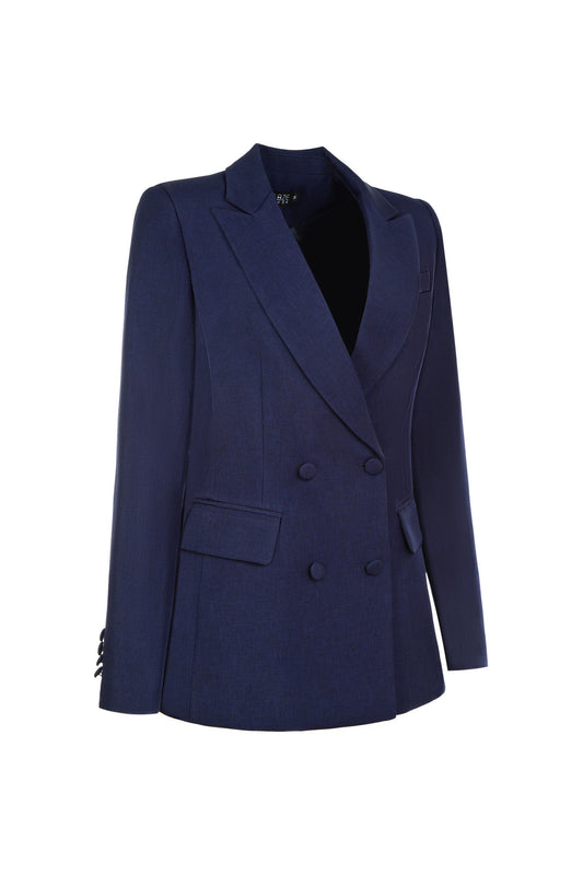 Sharp Double Breasted Blazer - Navy Blue