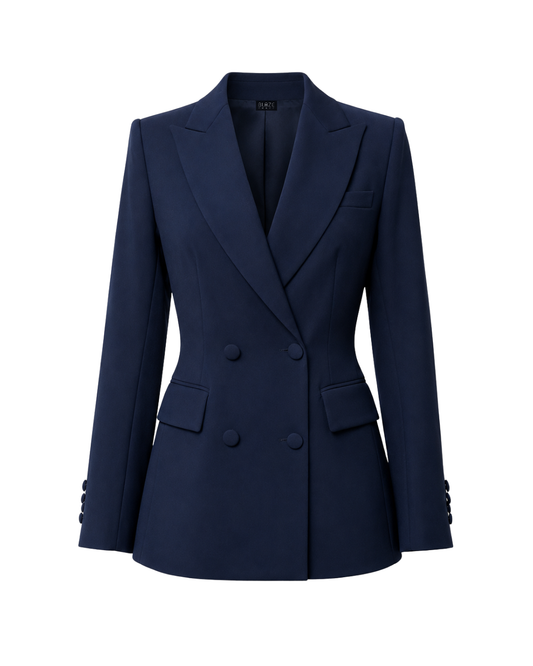 Sharp Double Breasted Navy Blazer - Navy Blue