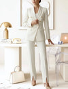 The Off-White Suit Set - Gold Buttons and Front Slit
