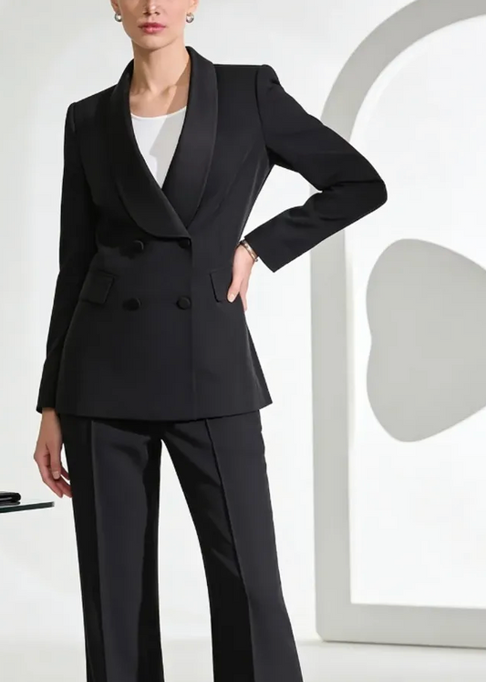 Sharp Black Suit - Double Breasted & Flared Pant