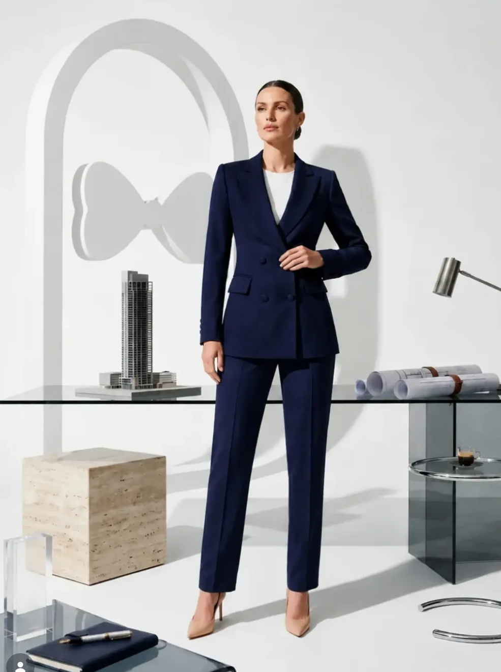 Navy Suit - Tapered Ankle Pant
