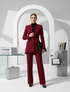 Iconic Dark Red Suit Set - Long Single Button & Straight Pant