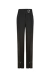 Iconic Bow Button Boot-Cut Pant - Black