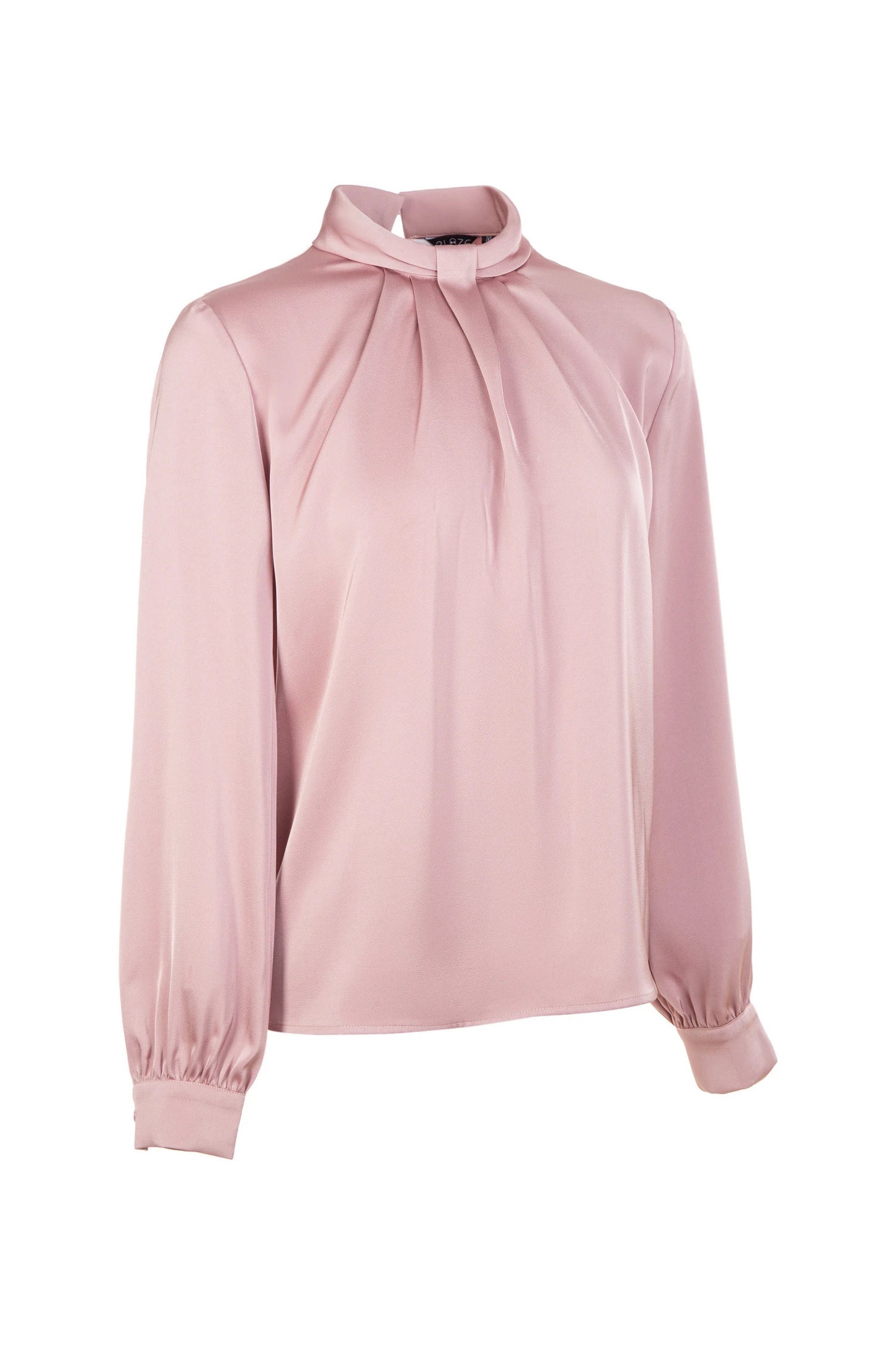 Iconic High Neck Satin Blouse - Dusty Pink