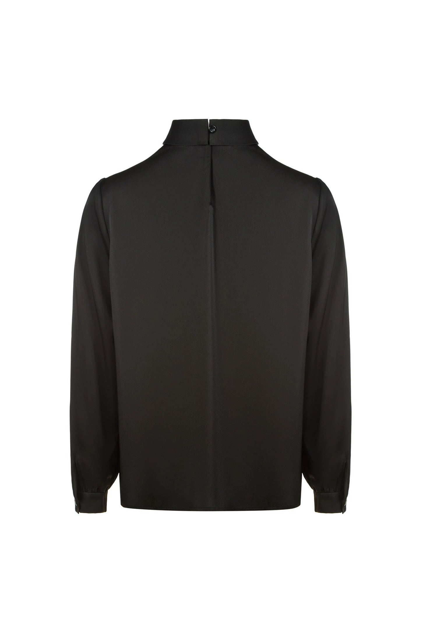 Iconic High Neck Satin Blouse - Black