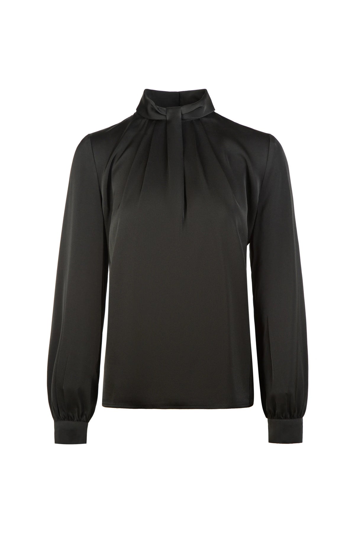 Iconic High Neck Satin Blouse - Black