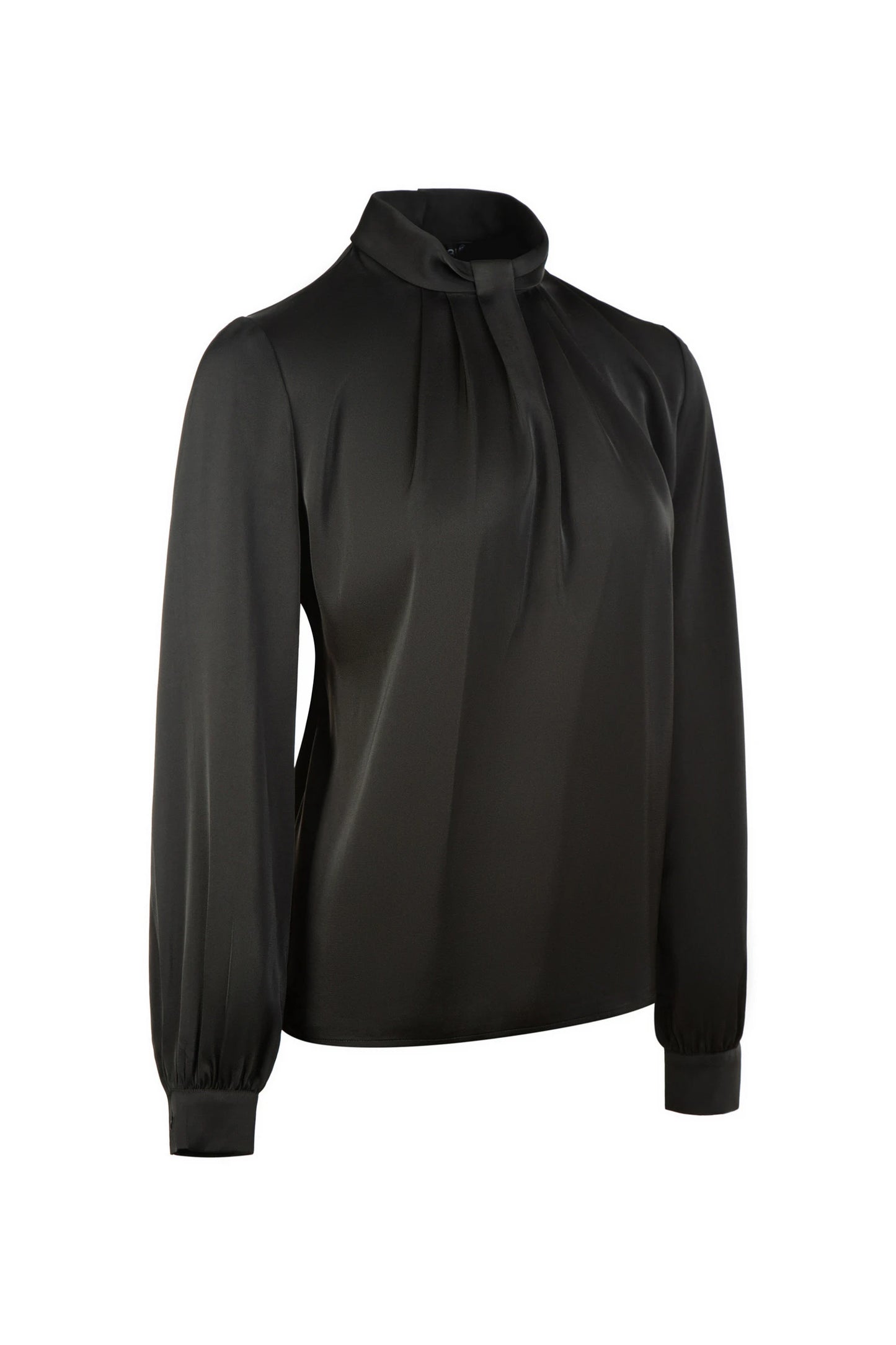 Iconic High Neck Satin Blouse - Black