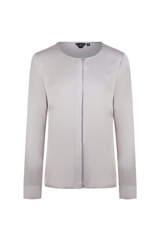 Sharp Boat Neck Button Blouse - Gray