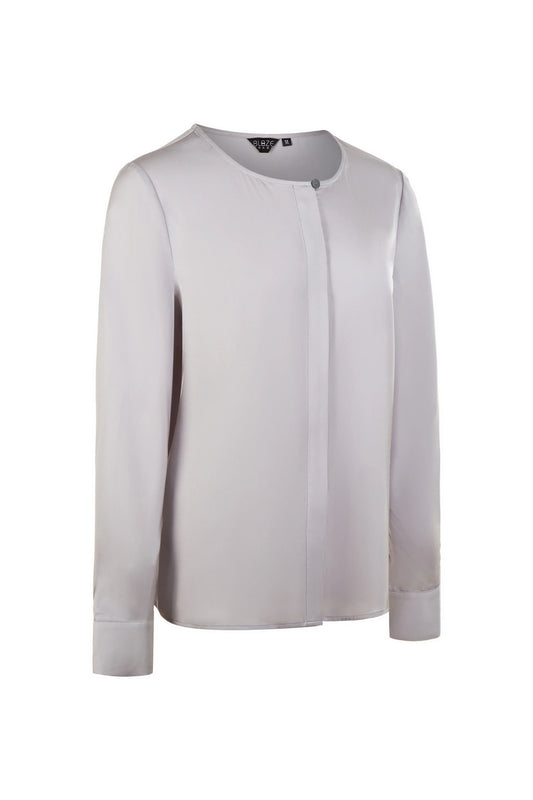 Sharp Boat Neck Button Blouse - Gray