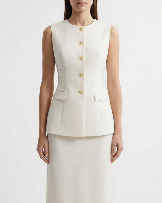 Vest & Skirt Set - Off White