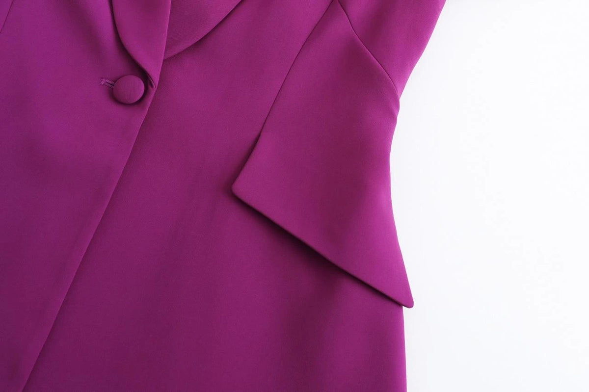 Iconic Single Button Blazer - Purple