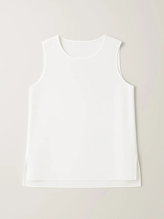 Sleeveless Plain Blouse - White