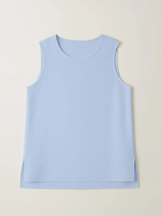 Sleeveless Plain Blouse - Light Blue