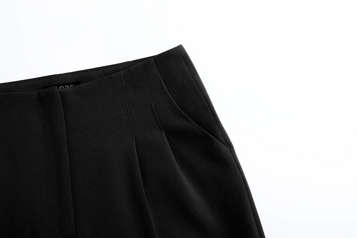 Sharp High Waist Ankle Pant - Black