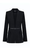 Sharp Belted Blazer - Black