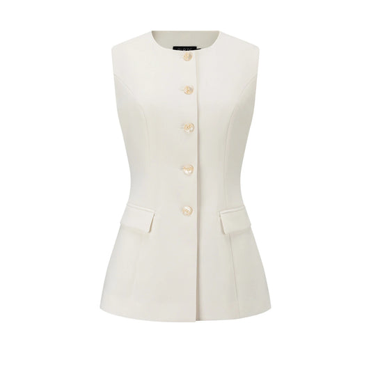 Sharp Fitted Vest - White