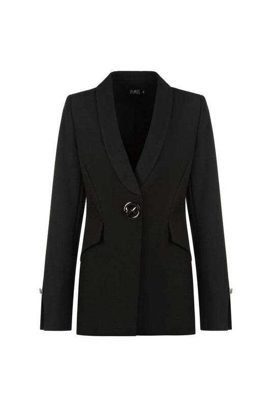 Iconic Bow Button Blazer - Black