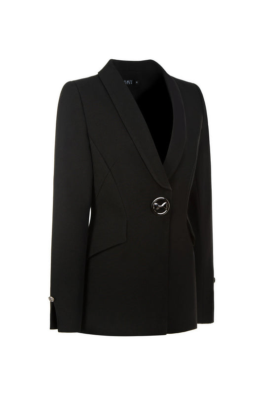 Iconic Bow Button Blazer - Black