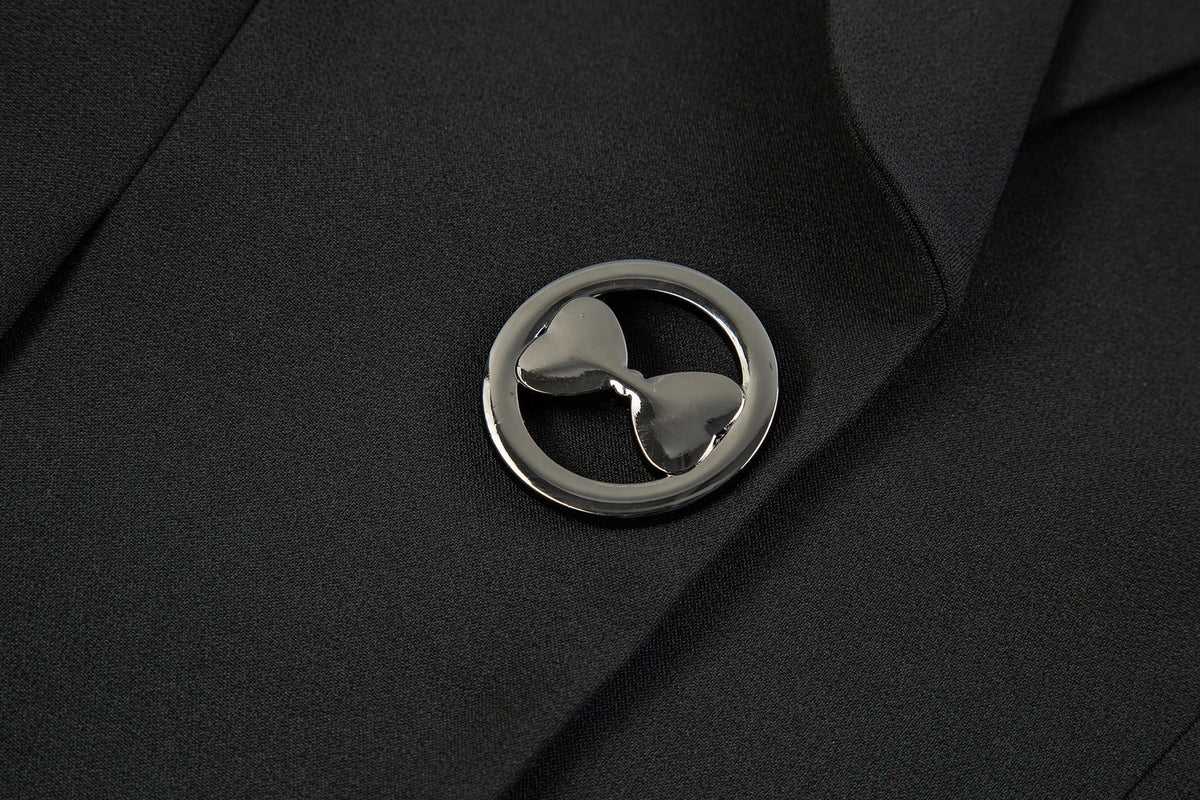 Iconic Bow Button Blazer - Black