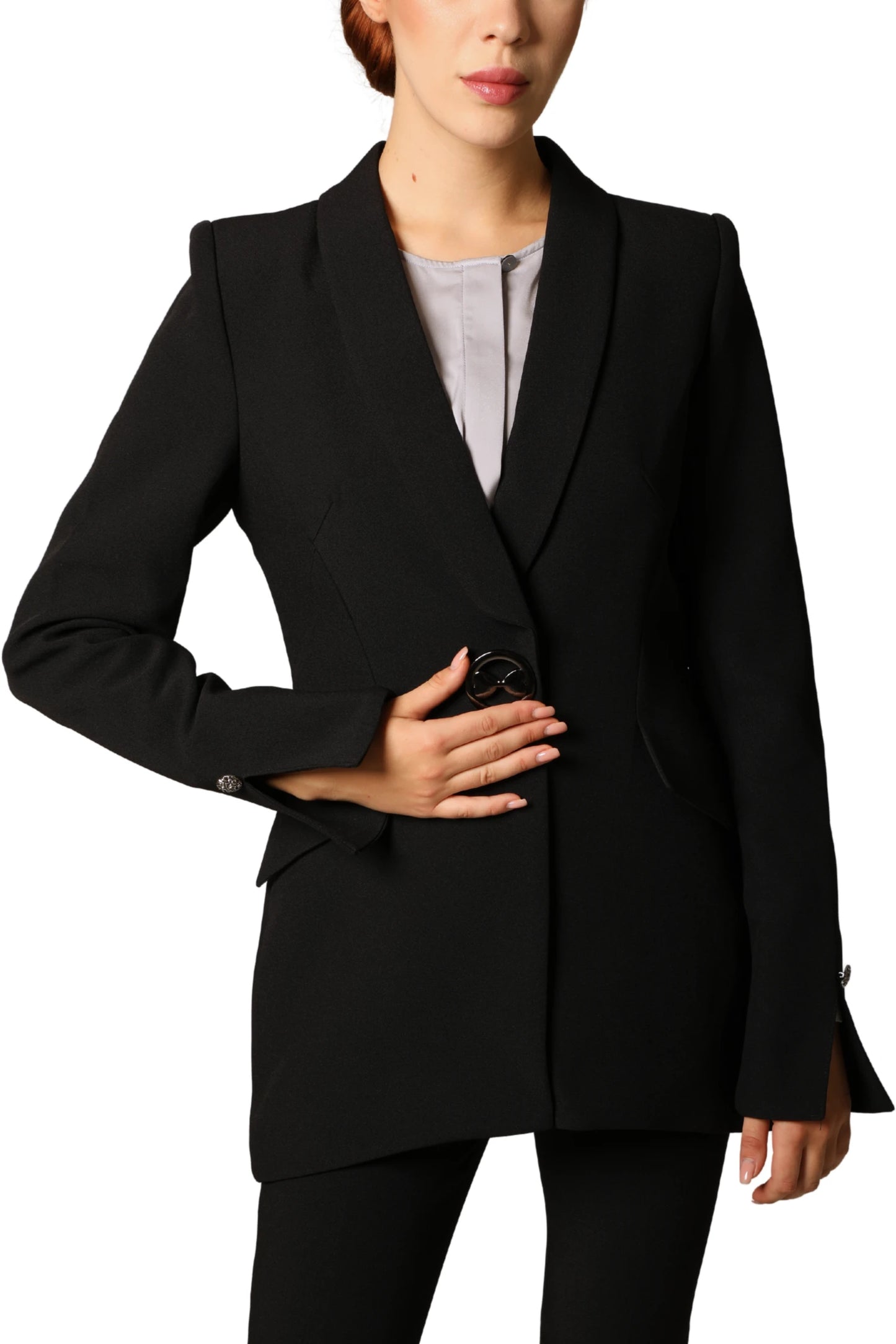 Iconic Bow Button Blazer - Black