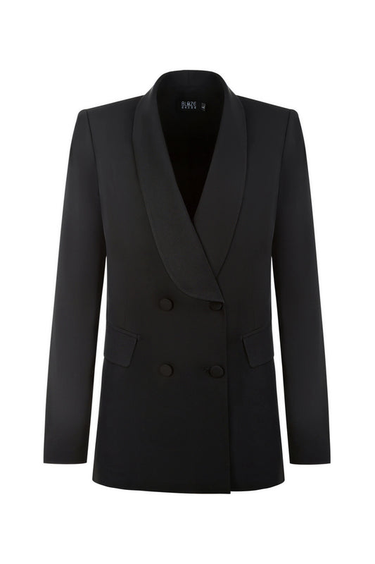 Sharp Straight Double Breasted Blazer - Black