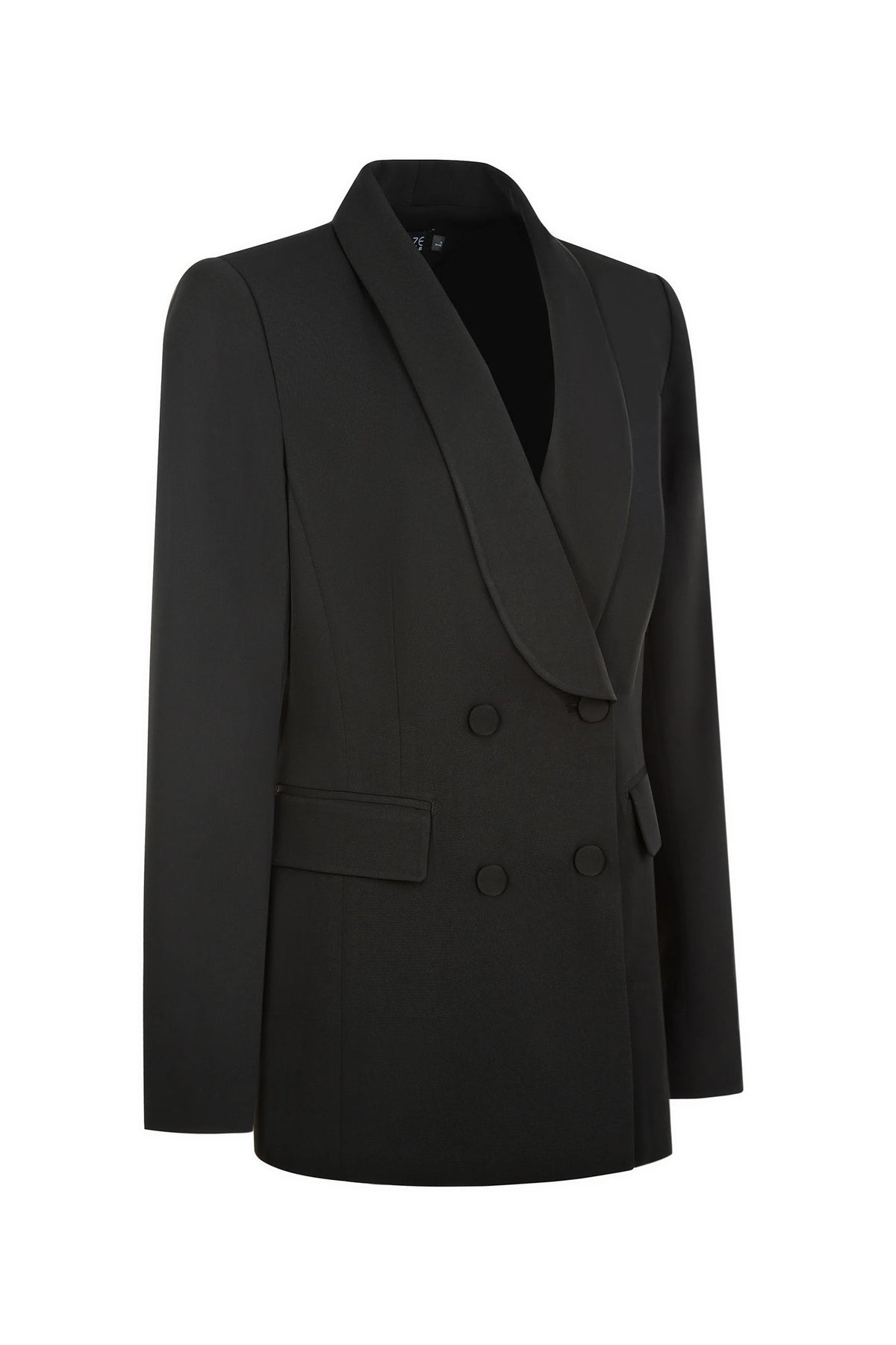 Sharp Straight Double Breasted Blazer - Black