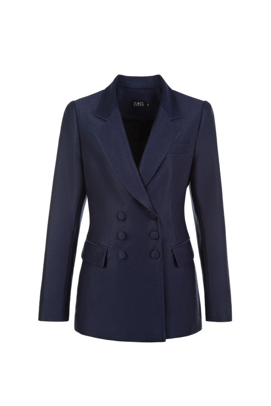 Sharp Glow Double Breasted Blazer - Navy Blue