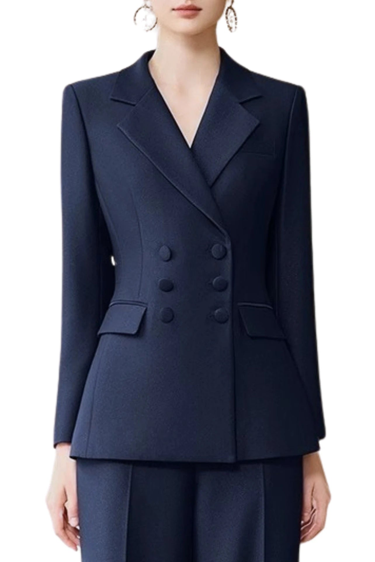 Sharp Glow Double Breasted Blazer - Navy Blue