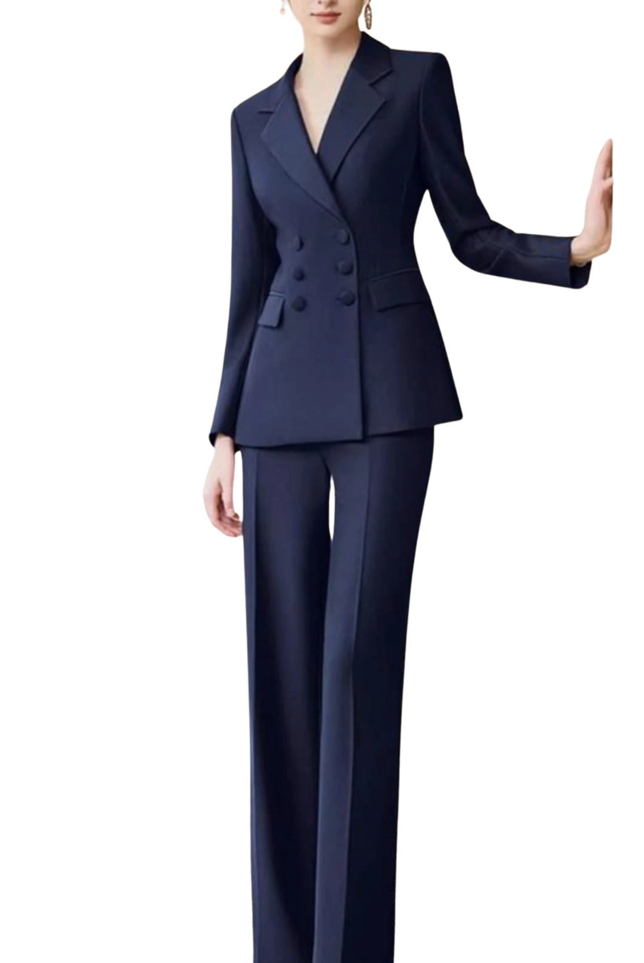 Sharp Glow Double Breasted Blazer - Navy Blue