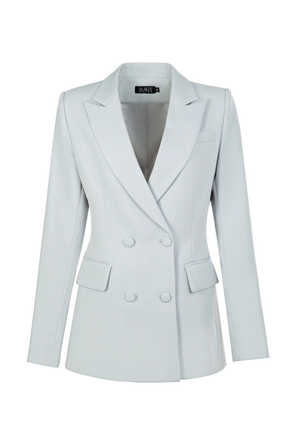 Sharp Double Breasted Blazer - Light Grey