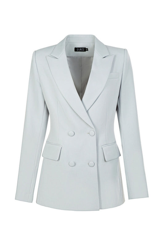 Sharp Double Breasted Blazer - Light Grey