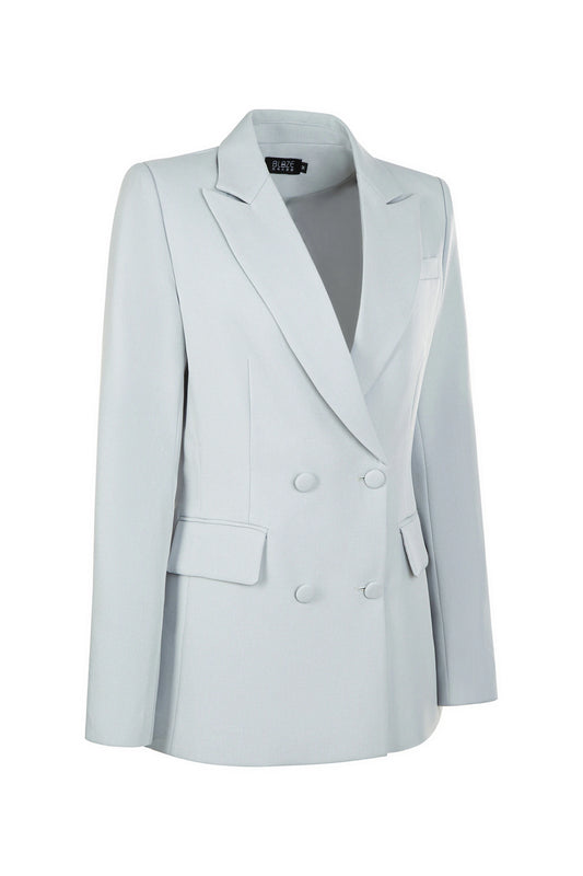 Sharp Double Breasted Blazer - Light Grey
