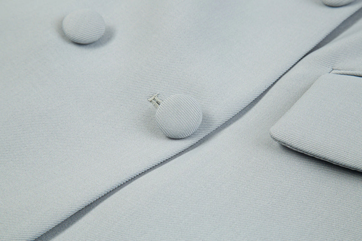 Sharp Double Breasted Blazer - Light Grey